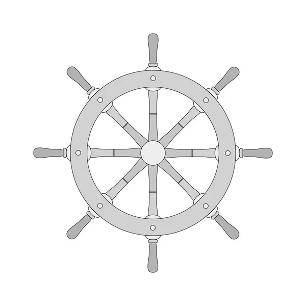 Icon of an isolated monochrome ships steering wheel. Vector illustration. — Stock Vector