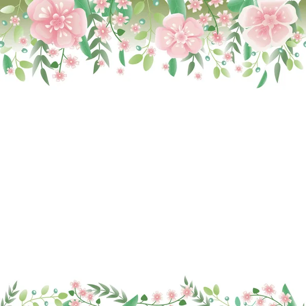 Patrón Sin Costura Floral Horizontal Vintage Con Flores Bayas Hojas — Vector de stock