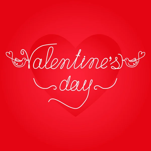 Corazón Rojo Letras Mano Los Saludos Del Día San Valentín — Vector de stock