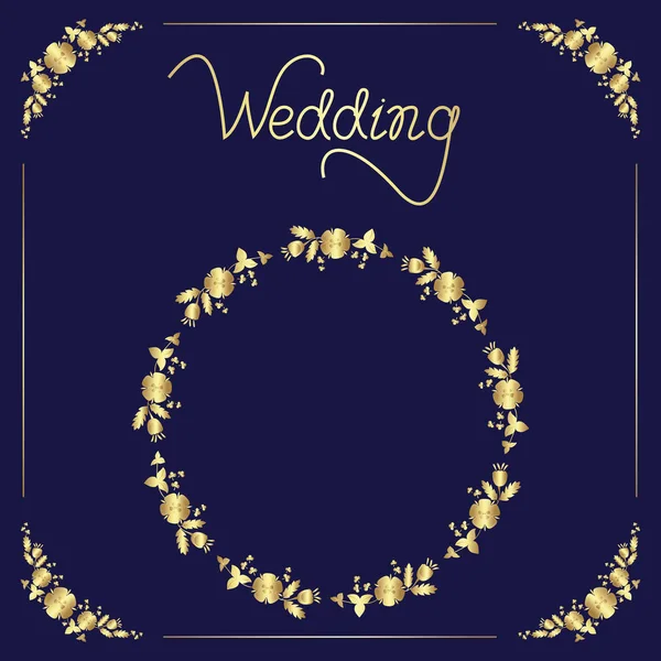 Set Pour Conception Mariage Cadre Couronne Lettrage Main Illustration Graphique — Image vectorielle