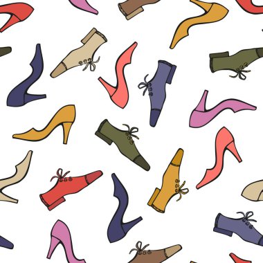 Ayakkabı. Şirin sorunsuz vektör rengi çizim.