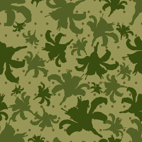 Fond Camouflage Vectoriel Sans Couture Avec Des Points Des Silhouettes — Image vectorielle