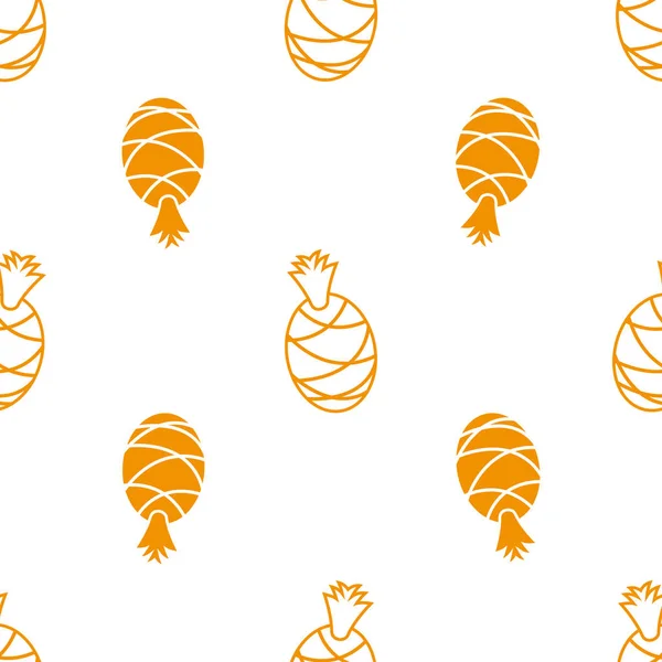 Orangene Ananas Auf Weißem Hintergrund Nahtloser Vektor — Stockvektor
