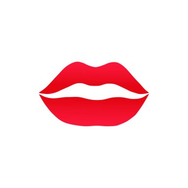 Kırmızı dudaklar vektör Illustration. Simge öp izole üzerinde beyaz arka plan.