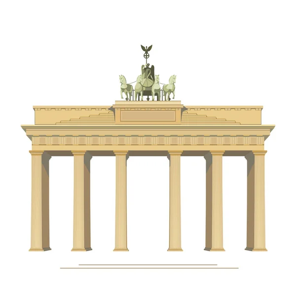 Brandenburg Gate Berlin Germany Vector Detailed Color Illustration Design Isolated — Stock Vector