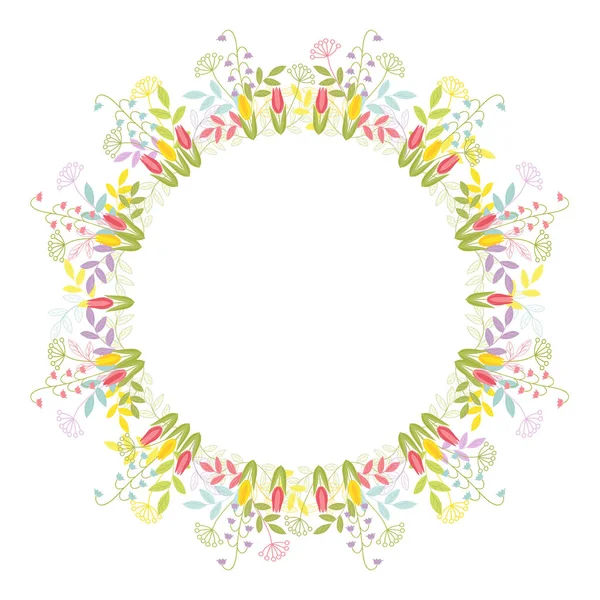 Ένα Στεφάνι Από Φύλλα Λουλούδια Και Κλαδιά Εορταστική Χρώμα Διάνυσμα — Διανυσματικό Αρχείο