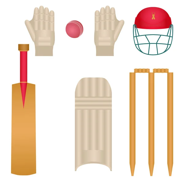 Ensemble Plusieurs Engrenages Cricket Isolé Plat Dessin Animé Icônes Colorées — Image vectorielle