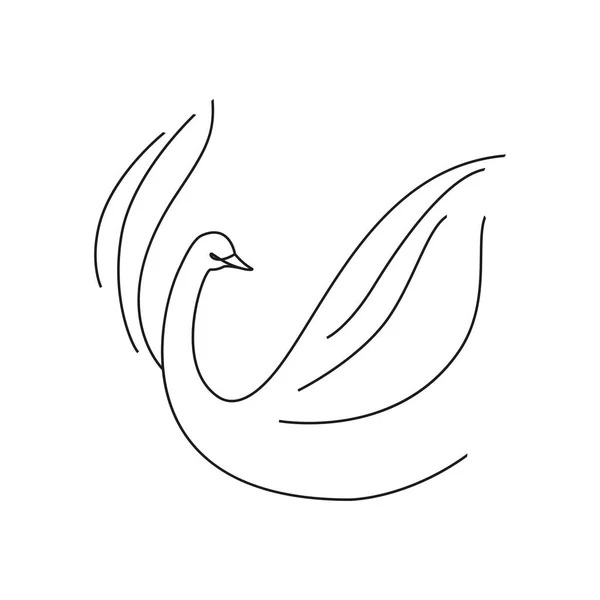 Cygne Oiseau Planant Icône Linéaire Isolée Sur Fond Blanc Graphiques — Image vectorielle