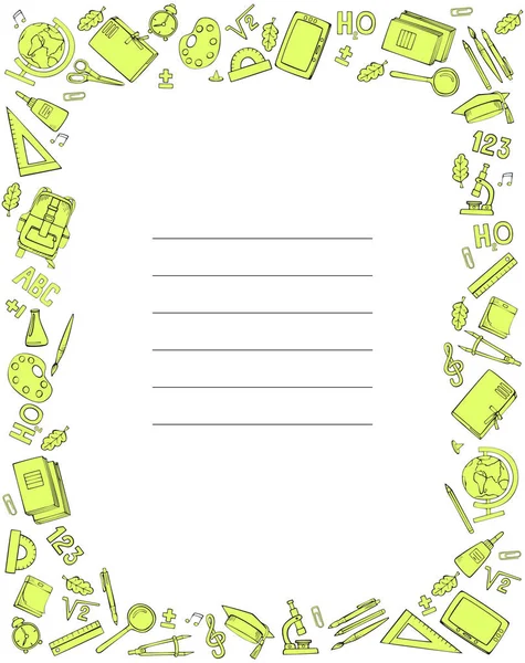 Iskolaegységek Halmaza Mintaburkolat Notebookhoz Vektoros Illusztráció — Stock Vector