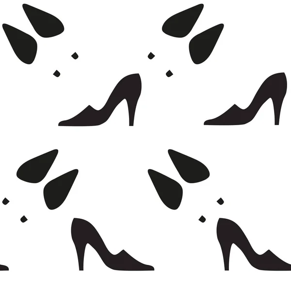 Ladies Shoes Black White Seamless Vector Pattern — Stock Vector