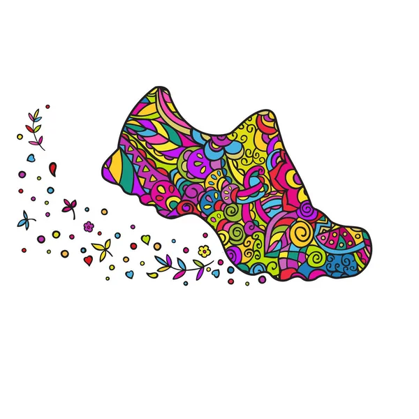  Sneaker. El çizimi. Beyaz arka planda izole edilmiş vektör renkli karalama.
