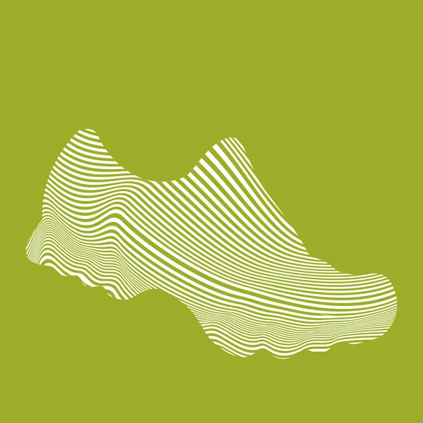 Running Shoes Isolated Linear Vector Icon Green Background Healthy Lifestyle — Stock Vector