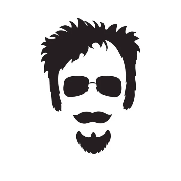 Hipster. Sakal, bıyık, aksesuar. Babalar Günü. Yüzleri olmayan çizgi film karakteri. Vektör siyah beyaz düz tarzda el çizimi.