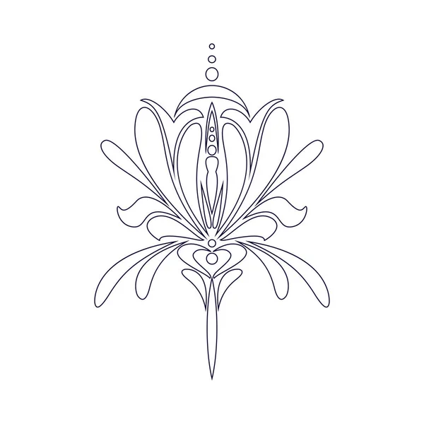 Stilisierte Illustration Einer Blühenden Blume Schwarz Weißes Lineares Vektorsymbol — Stockvektor