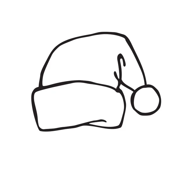 Santa Sombrero Icono Vector Ilustración Lineal Blanco Negro Para Colorear — Archivo Imágenes Vectoriales