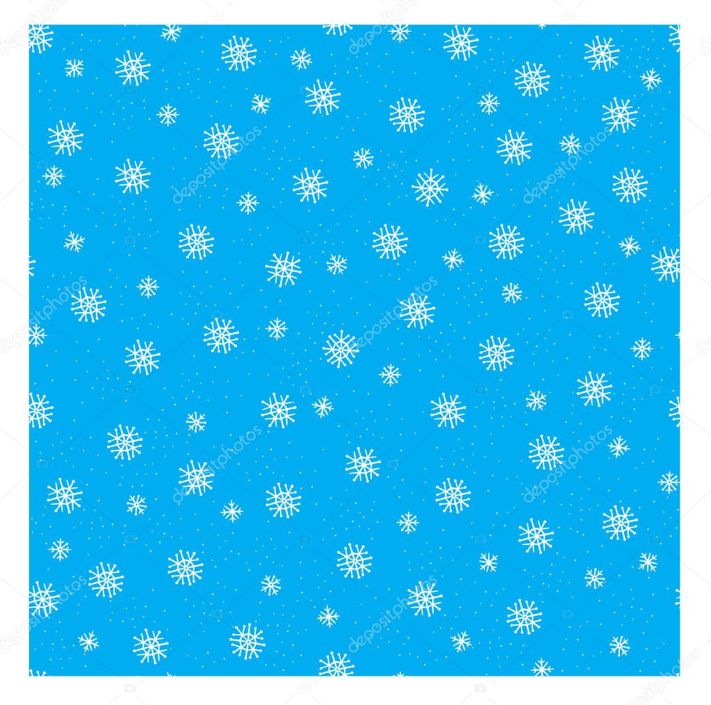 Winter seamless background with white snowflakes. Vector illustration.