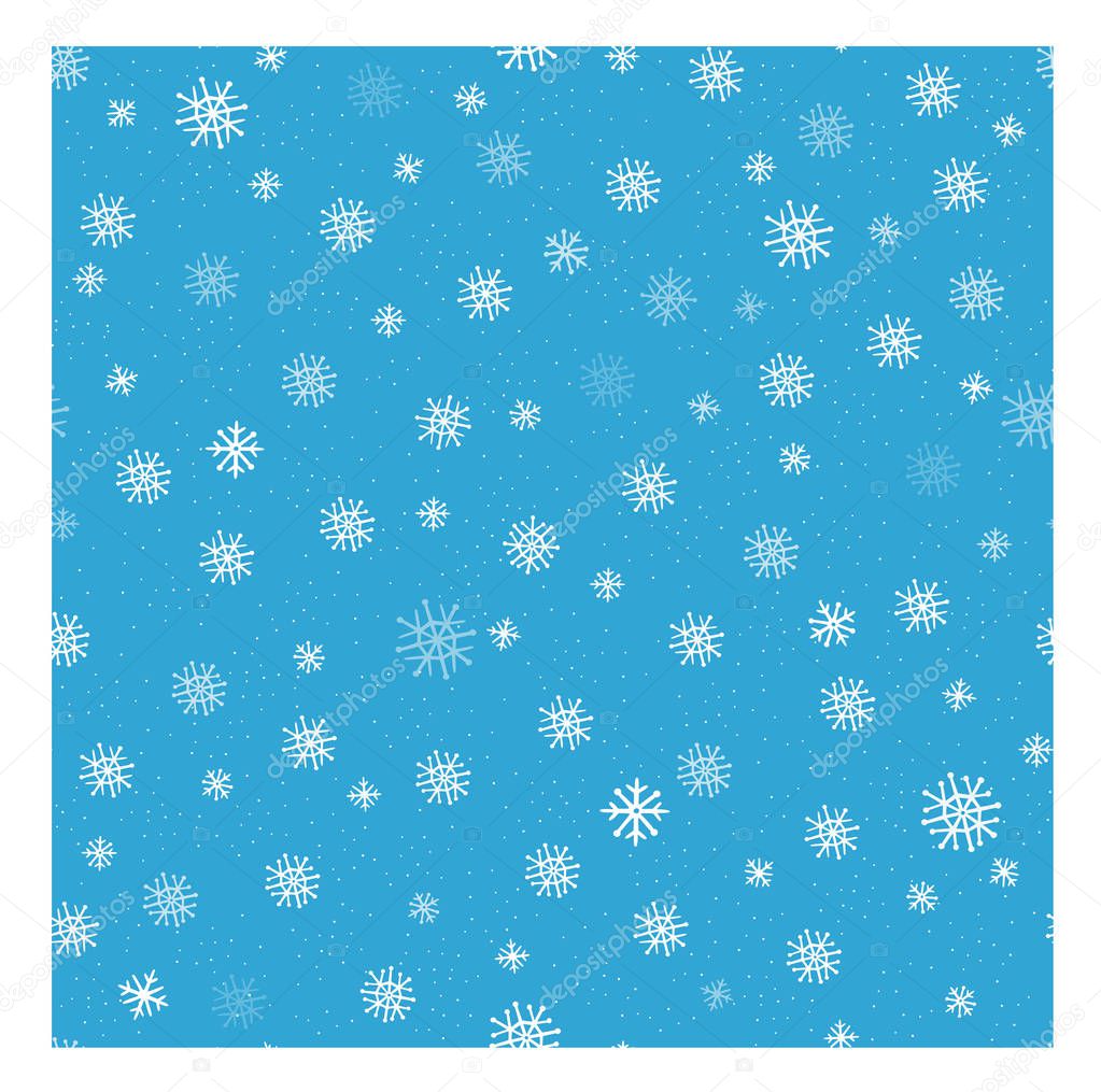 Winter seamless neutral vector background with falling snowflakes.