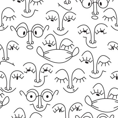 Farklı duyguları olan isimsiz karakterler. Kusursuz vektör el çizimi.