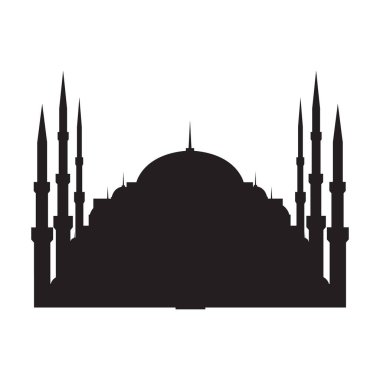 İstanbul 'da dünyanın mimari simgesinin silueti. Beyaz arkaplanda izole edilmiş siyah simge.