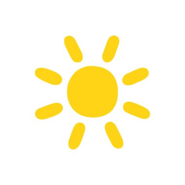 Sun drawn in cartoon style. Yellow isolated icon on a white background. clipart