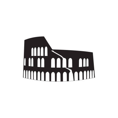 İtalya 'da kolezyum. Beyaz arkaplanda siyah vektör simgesi izole edildi.