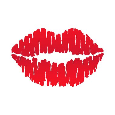 Kırmızı dudaklar vektör illüstrasyonunu biçimlendirdi. Beyaz arkaplanda izole edilmiş renk simgesi.