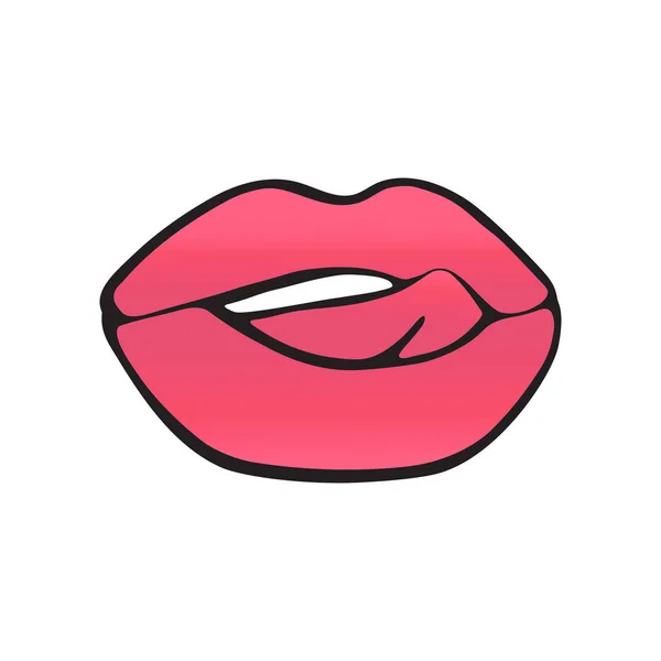 Lábios Vermelhos Língua Amarrada Ilustração Gradiente Vetorial Estilizado Ícone Cor — Vetor de Stock
