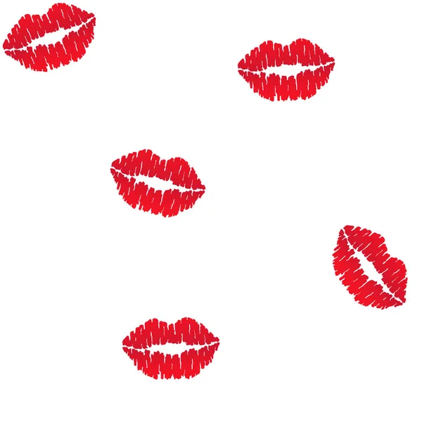 Rote Lippen Nahtloses Vektorverlaufsmuster Auf Weißem Hintergrund — Stockvektor