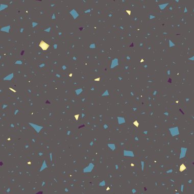 Soyut, pürüzsüz vektör terrazzo desenli, su sıçratan taşları ve altın folyoyu taklit eden..