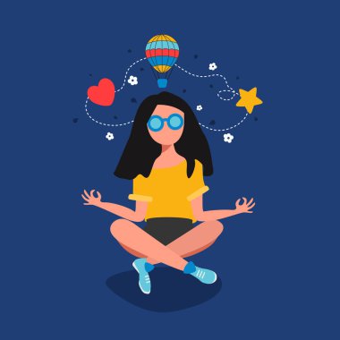Genç kız meditasyon ve rüyalar