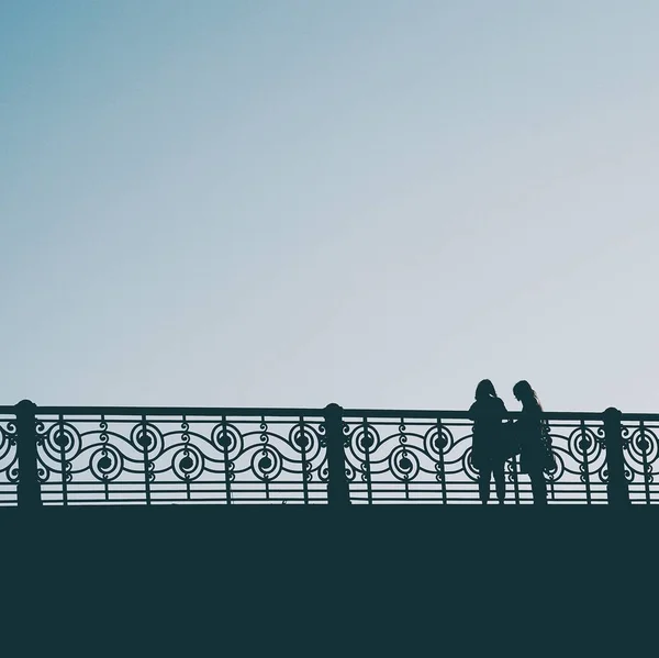 Het Silhouet Van Mensen Straat — Stockfoto