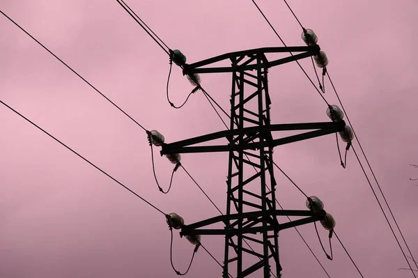 Toren Van Elektriciteit Lucht — Stockfoto