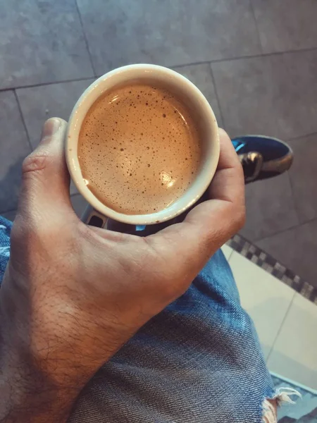 Mão Xícara Café — Fotografia de Stock