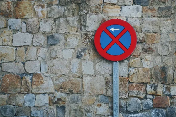 Parkering Förbjuden Trafik Logga Gatan Bilbao City Spanien — Stockfoto