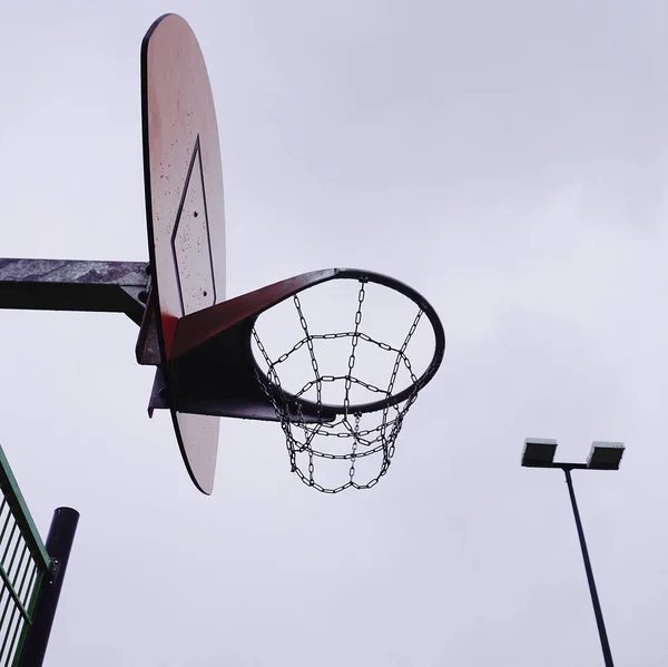 Basket Cerceau Sport Dans Court Dans Rue — Photo