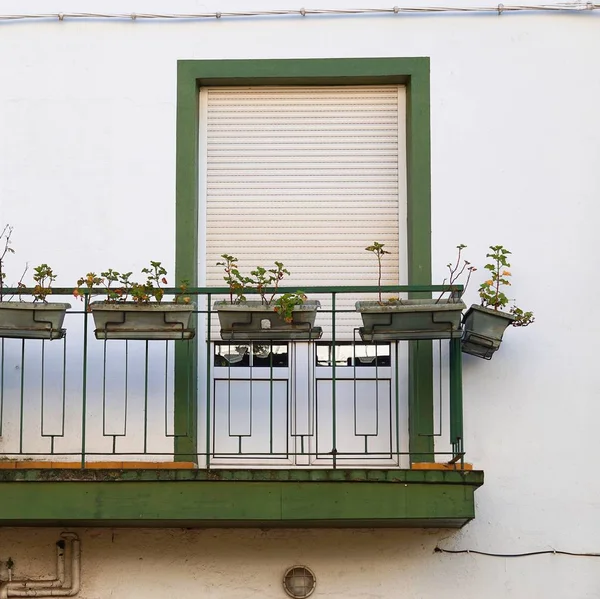 Janela Fachada Edifício Branco Cidade Bilbau Espanha — Fotografia de Stock