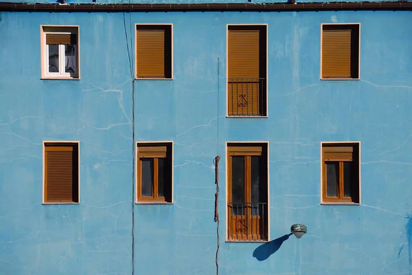 Ventana Fachada Azul Del Edificio Bilbao Ciudad España Arquitectura Calle — Foto de Stock