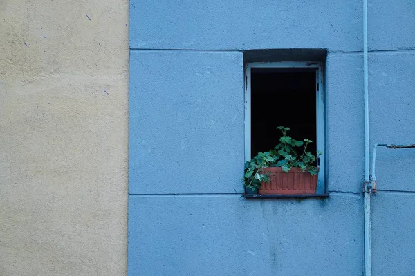 Janela Fachada Edifício Azul Cidade Bilbau Espanha Arquitetura Rua — Fotografia de Stock