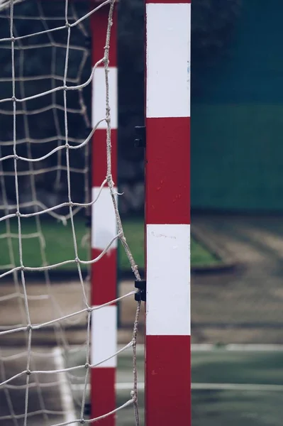 Voetbal Doel Touw Net Het Veld Straat — Stockfoto