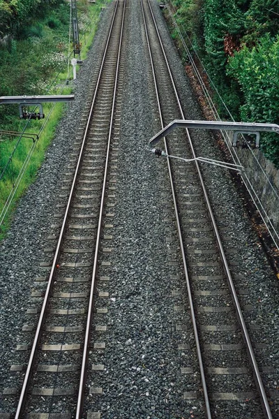 railroad track in the station in the street
