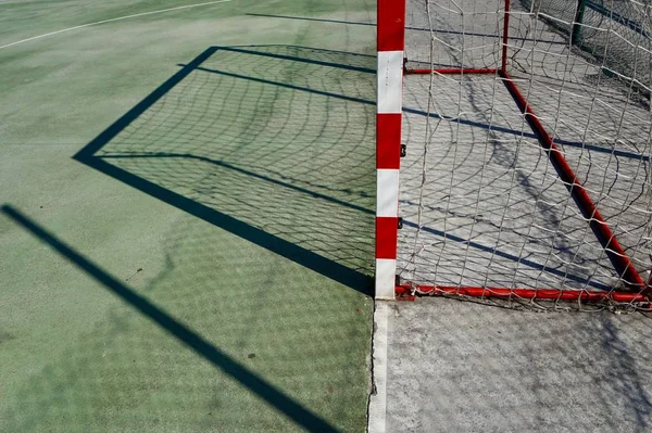 Fútbol Portería Deportes Equipo Sombra Silueta Campo Calle Bilbao España — Foto de Stock