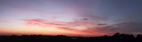 Stunning Sunset Panorama Beautiful Cloud Formations Northern Germany — Stock Photo, Image