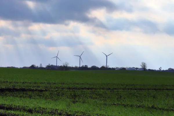 Větrné Mlýny Alternativních Energií Větrného Parku Severním Německu — Stock fotografie