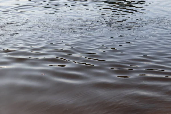 Närbild Ytan Vattenvågor Och Ringar Stranden — Stockfoto