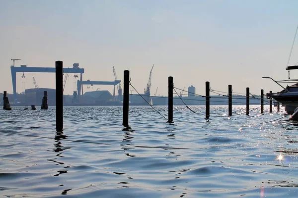 Bouwplaats Aan Poort Van Kiel Duitsland — Stockfoto