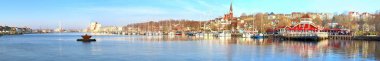 Flensburg Alman şehirde Liman Panoraması
