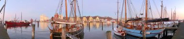 Flensburg Alman şehirde Liman Panoraması