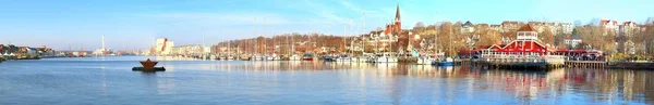 Panorama Portu Niemieckim Mieście Flensburg — Zdjęcie stockowe