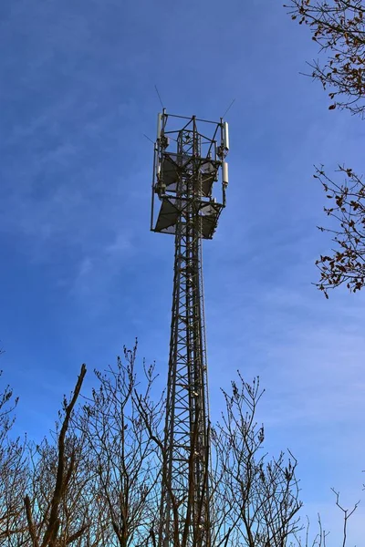 Електрична Антена Комунікаційна Вежа Німецькому Ландшафті — стокове фото