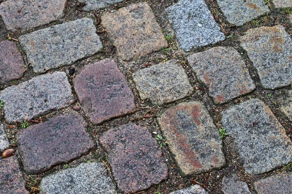 Nahaufnahme Der Oberfläche Von Kopfsteinpflaster Und Gehweg Hoher Auflösung — Stockfoto